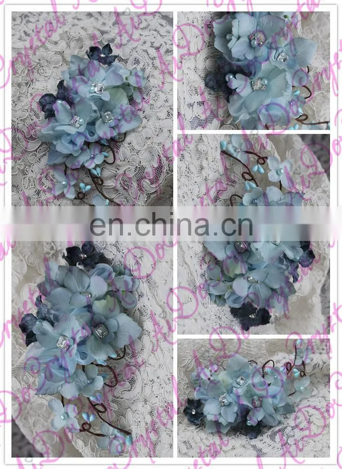 Aidocrystal classic blue flower hair pins with crystal hair accessories,floral tiaras,princess hair clip