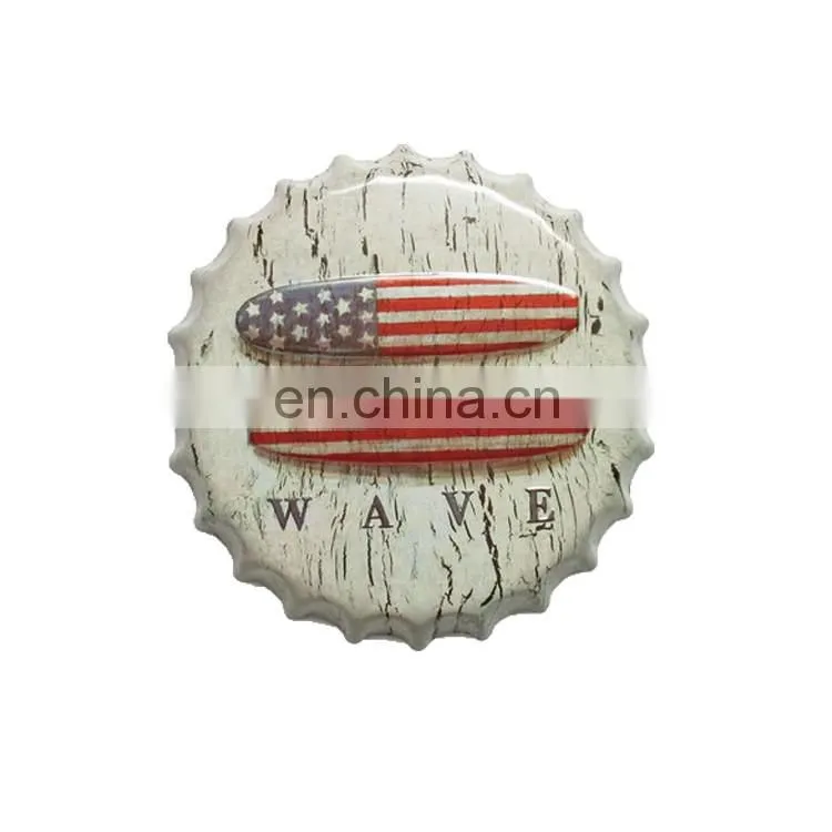 Wholesale vintage home bar decor tin metal sign beer cap