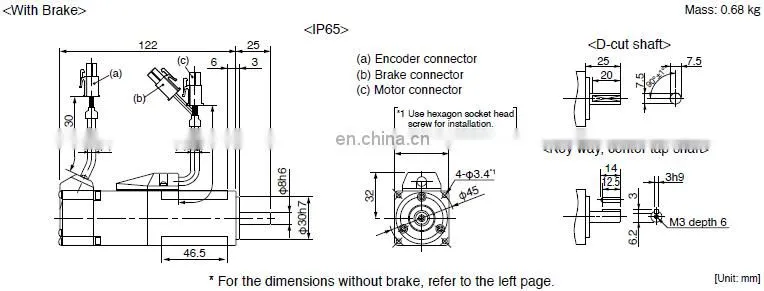 100W Panasonic servo motor and driver MSMD012G1U + MADKT1505E