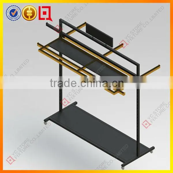 Free-standing retail metal clothing display rack