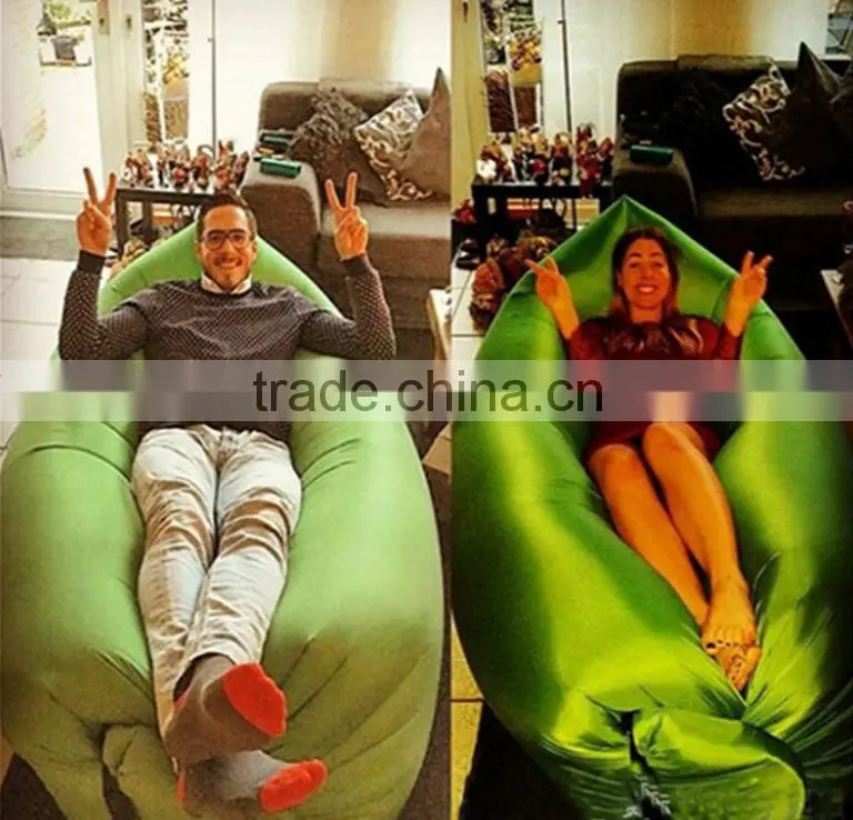 Outdoor Inflatable Lounger Hangout Nylon Air Sleeping Bag Camping