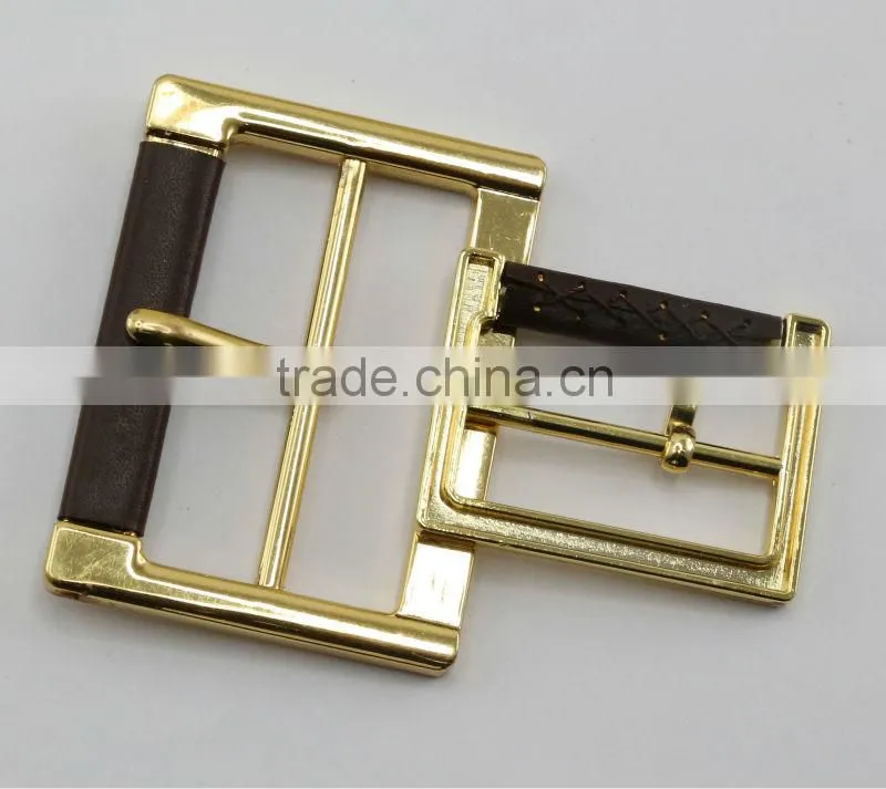 Gold color rectangle metal buckles with PU leather