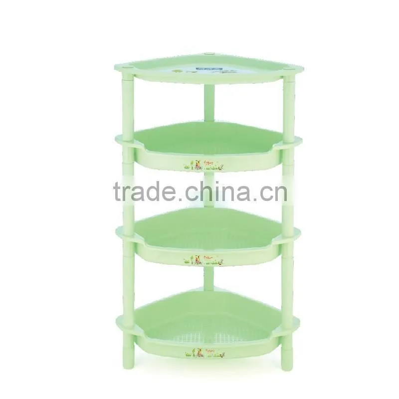 high quality 4 layer triangle bathroom shelf plastic storage rack