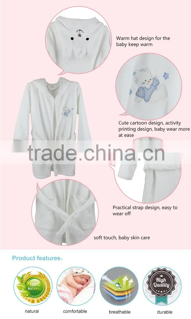 100% polyester coral fleece bathrobe with hood for kids