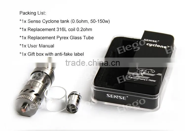Huge Vapor Authentic Sense Cyclone Tank with Cooling System 150W Sub Ohm Tank In Stock from Elego