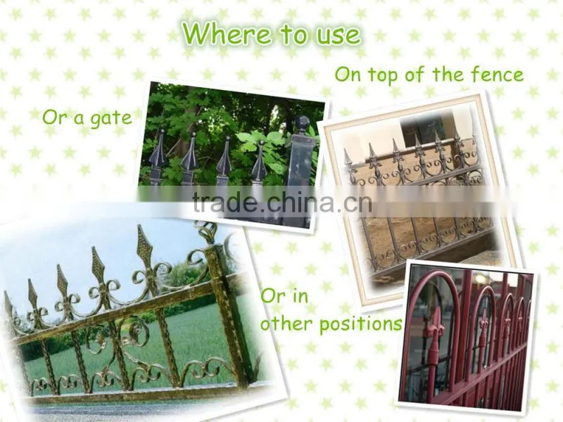 WH-4059 solid Steel ball end spear top spiral decorative picket for fence and gate