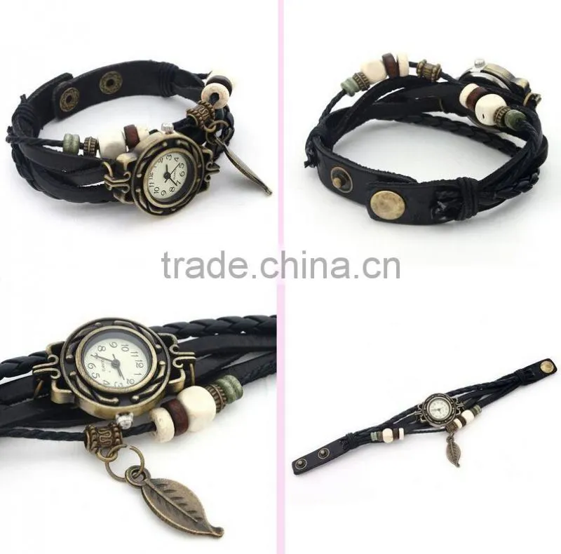 wholesale vintage ladies watch leaf bracelet