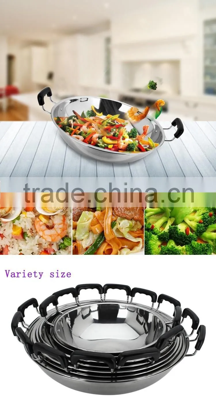 High Quality Stainless Steel Frying Pan with double handle