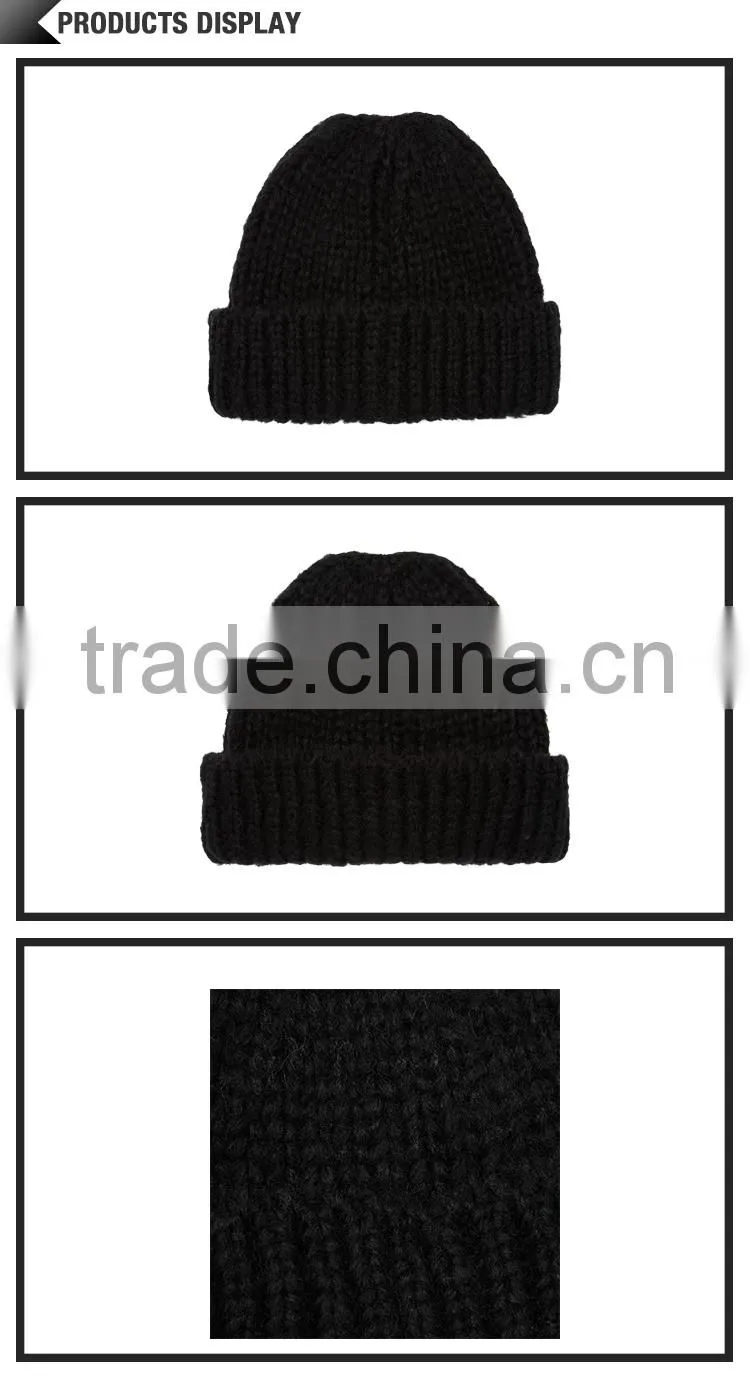 Custom knit beanies with woven label slouch beanie hat crocheted hat