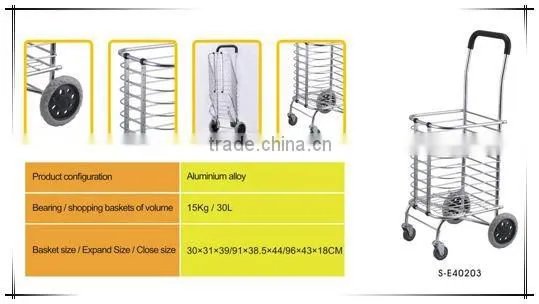 Luxury Design Practical Aluminum Tiny Shopping Trolley Cart