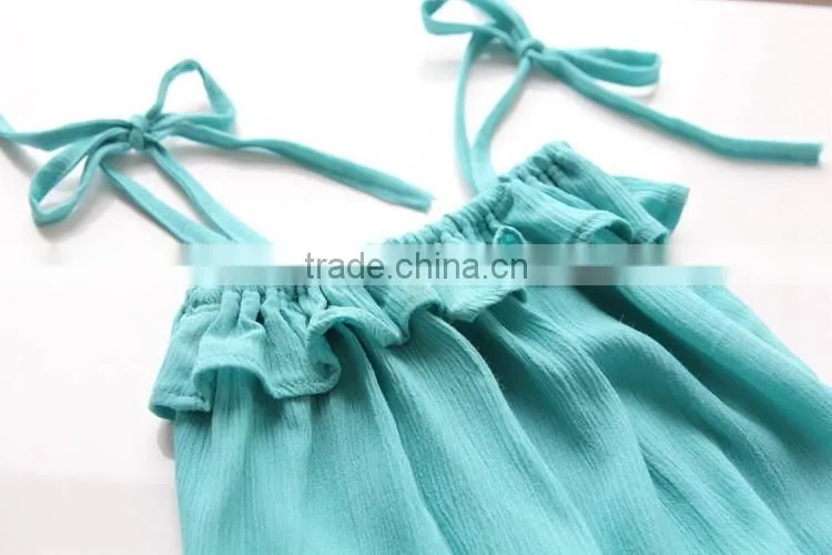 2016 Summer Baby Infant Children's Clothing Baby Girl Clothes Sling Pure Color Jmpsuit Ruffle Cotton Rompers