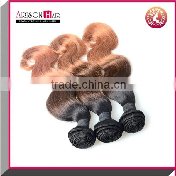 Three Tone Ombre Brazilian Hair Body Wave Virgin Brazilian Hair Extension