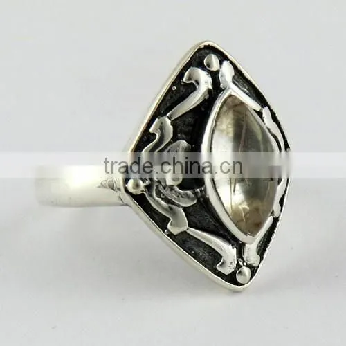 Heart Of Rose Golden Rutile Ring, Gemstone Silver Jewelry, Handmade Silver Jewelry