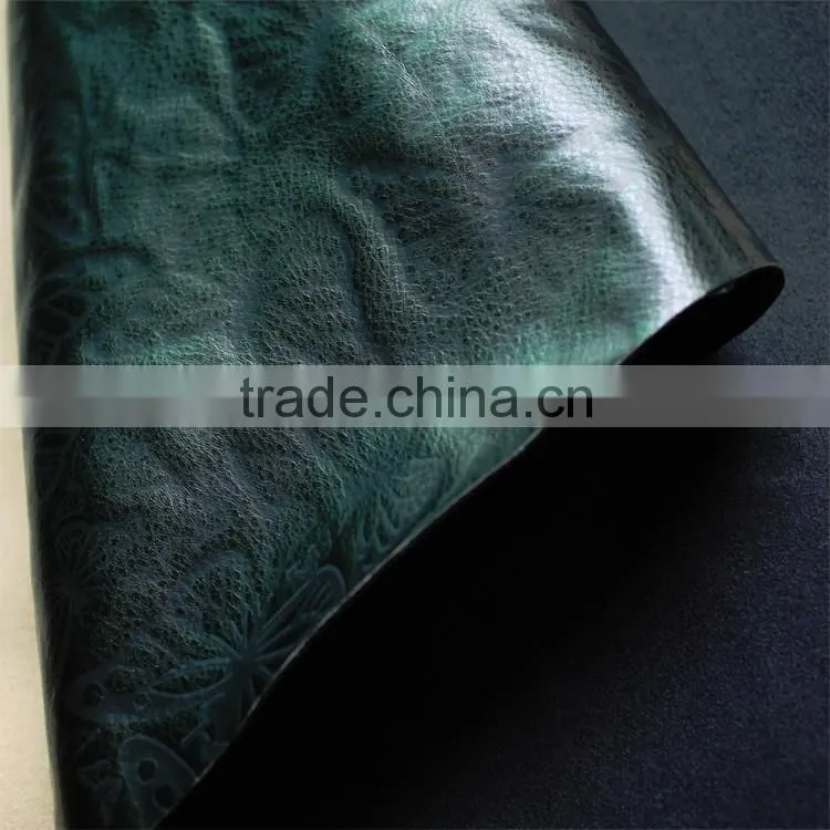 pu embossing fake leather with butterfly embossed pattern pu artifical leather with stamping pattern