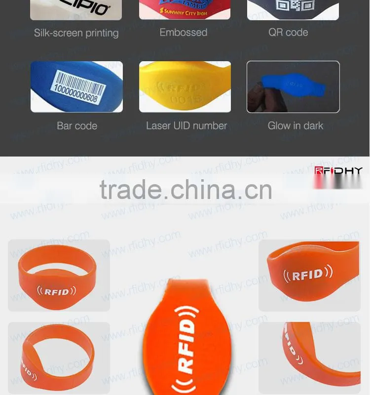 Order Printed Silicone Wristbands RFID for Fitness/gym