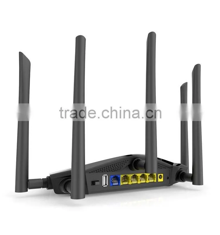 2016 New : 11AC 1200Mbps high power dual-band wireless router with 5*5dbi high gain detachable antenna