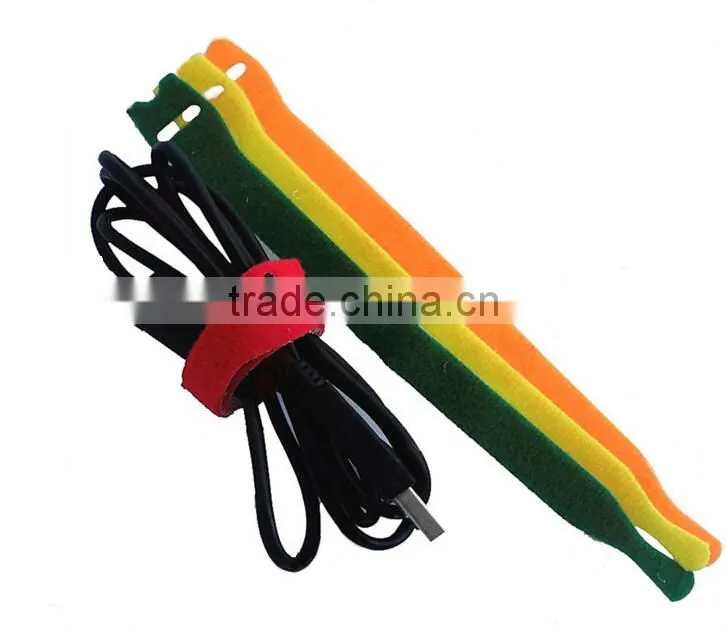 Nylon colorful back to back hook and loop wire cable tie