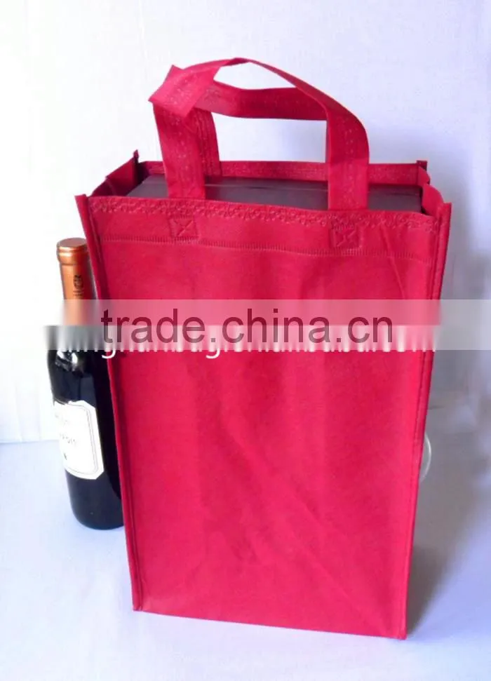 2015 factory pp non woven promotion cheap wine bag with logo in custom