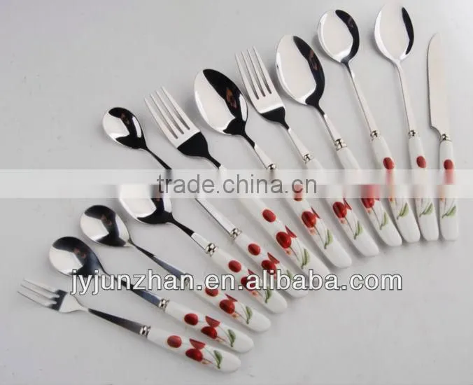 stainless cutlery with ceramic handle made by Junzhan Factory and sell directly