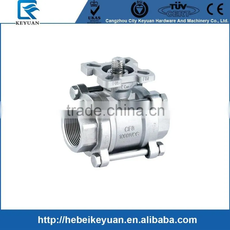 150# 3PC Flange ISO 5211 Ball Valve With Direct Mounting Pad High Performance