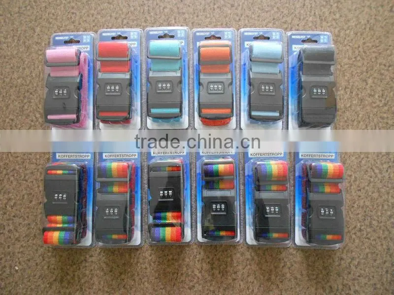 rainbow color travel luggage suitcase security strap with coded lock