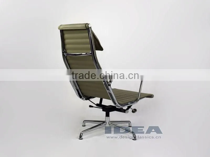Replica Charles Aluminum Executive Easy Chair - Light Grey Genuine Leather