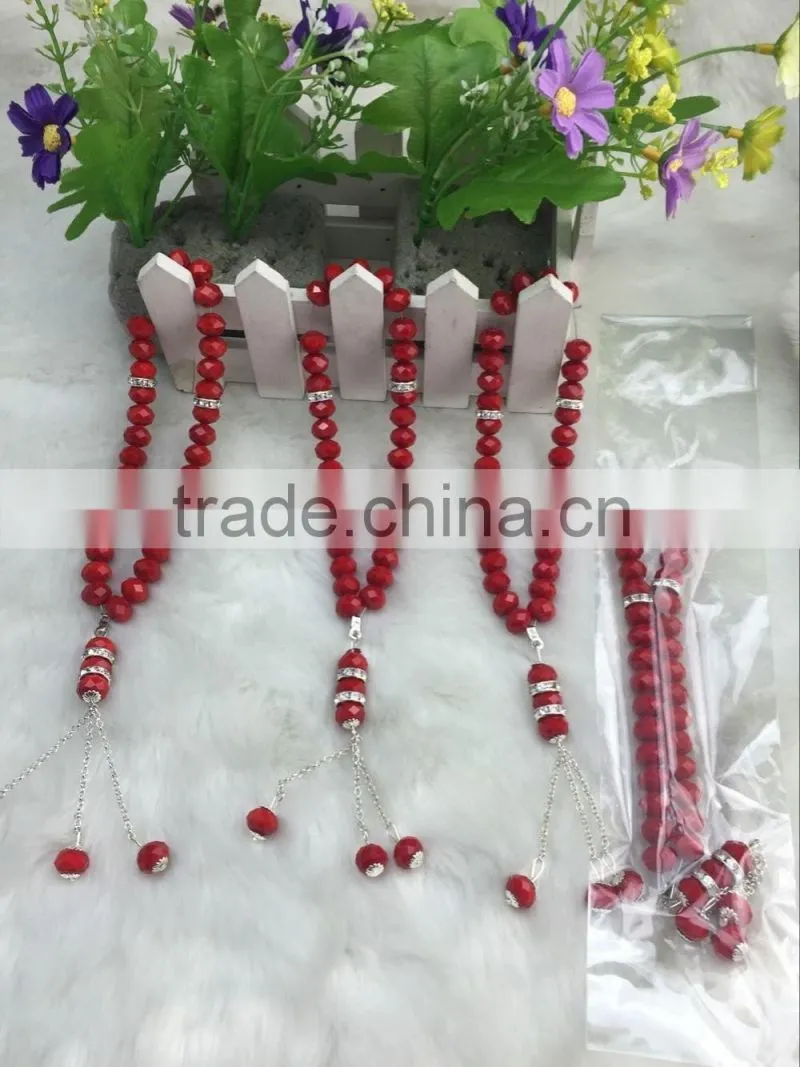 33 pieces beads 10mm islamic ruby red togther Prayer Beads excellent crystal material