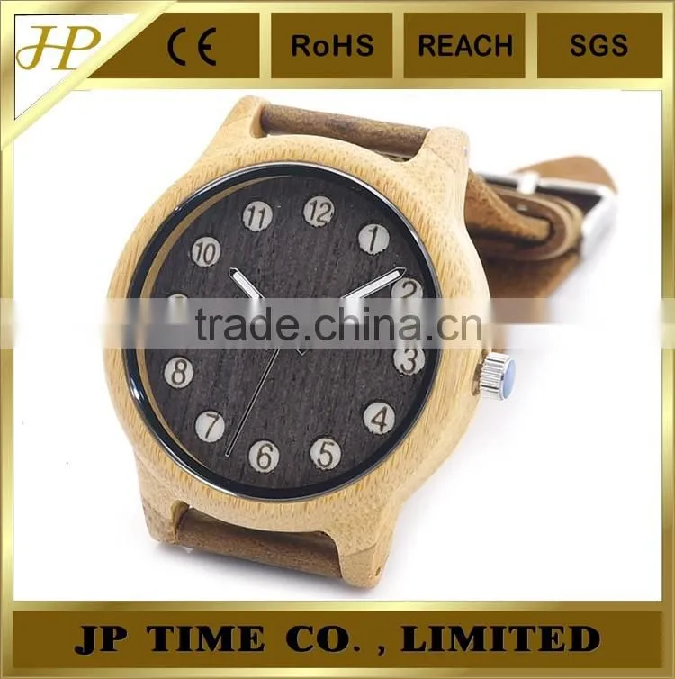 hot coming natural indonesia bamboo crazy horse leather magic time watch