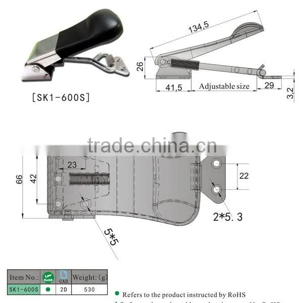SK1-600s hermetic stainless steel door handle, toggle latch handle