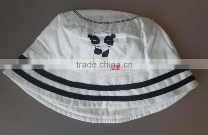 100% cotton popeline striped print and embroidery baby bucket hat,plain cotton baby hats