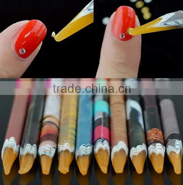 New nail art picker made by wooden and wax,self adhesive nail art pen