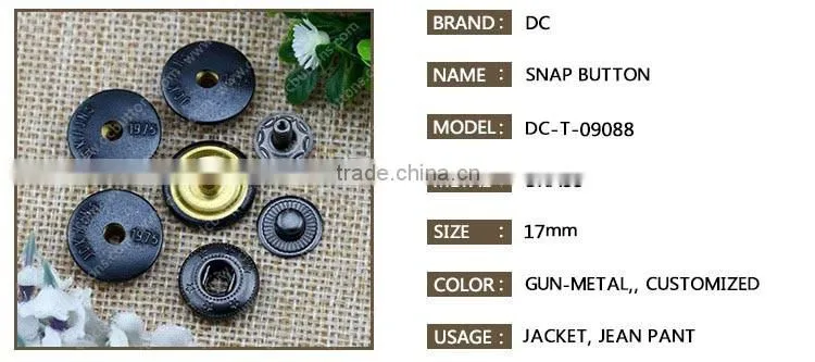 Hot selling custom logo leather metal snaps button for jean pant