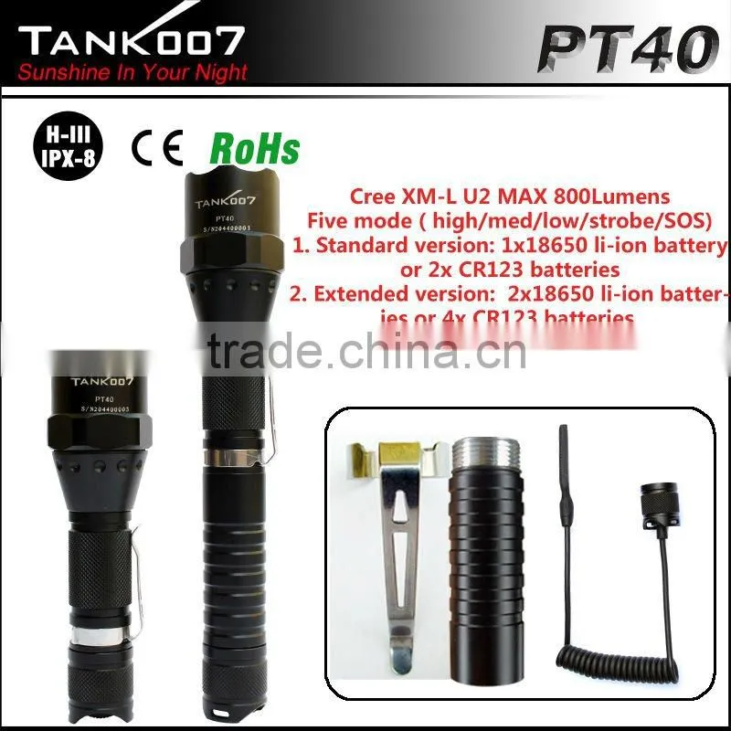 Tactical High Power Led Flashlight 18650Rechargeable Battery