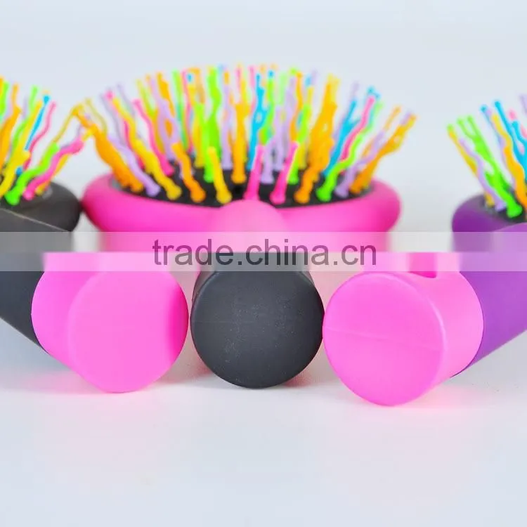 Abundant hair & antistatic Detangling Comb Eyecandy Rainbow wave curly plastic Hair Brush