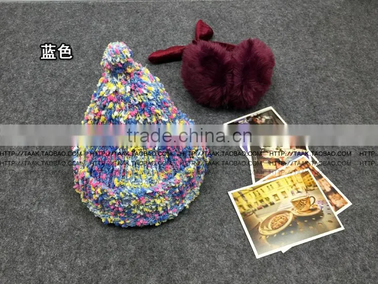 South Korea knitted Candy color pointed cap Warm thickening couples hat