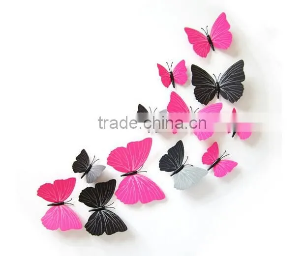 12Pcs 3D Butterfly Sticker Art Design Decal Wall Home Decor Room Decoration