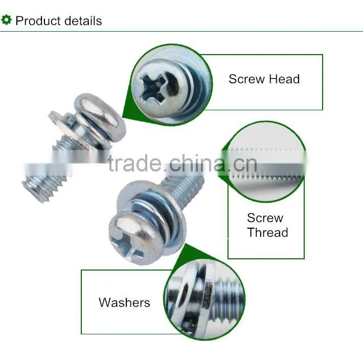 Zinc plated cross recessed pan screw assemblies swith washers