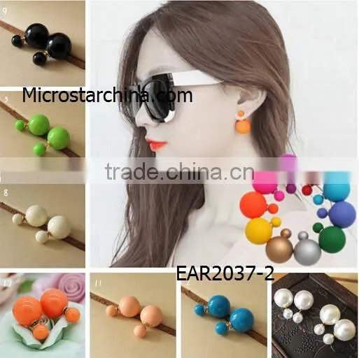 Wholesale Women Fashion Pearl Earring Two Ball magnetic Ear Stud