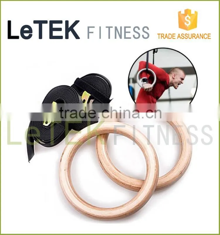 Wood Gymnastic Ring Olympic Strength Training Gym Rings Wooden for Crossfit