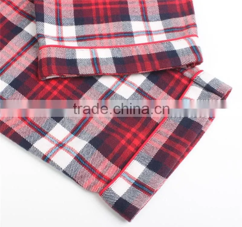 fancy red plaid children cotton sleepwear