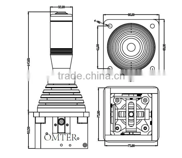 For air Ship Construction Machinery OMH60 2-axis +1 button Hall joystick