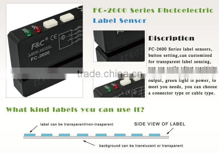 Slot label sensor ,packing machine sensors,slotted optical sensor