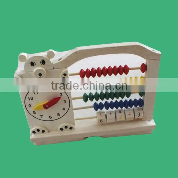 Hot sell wooden abacus toys with clock