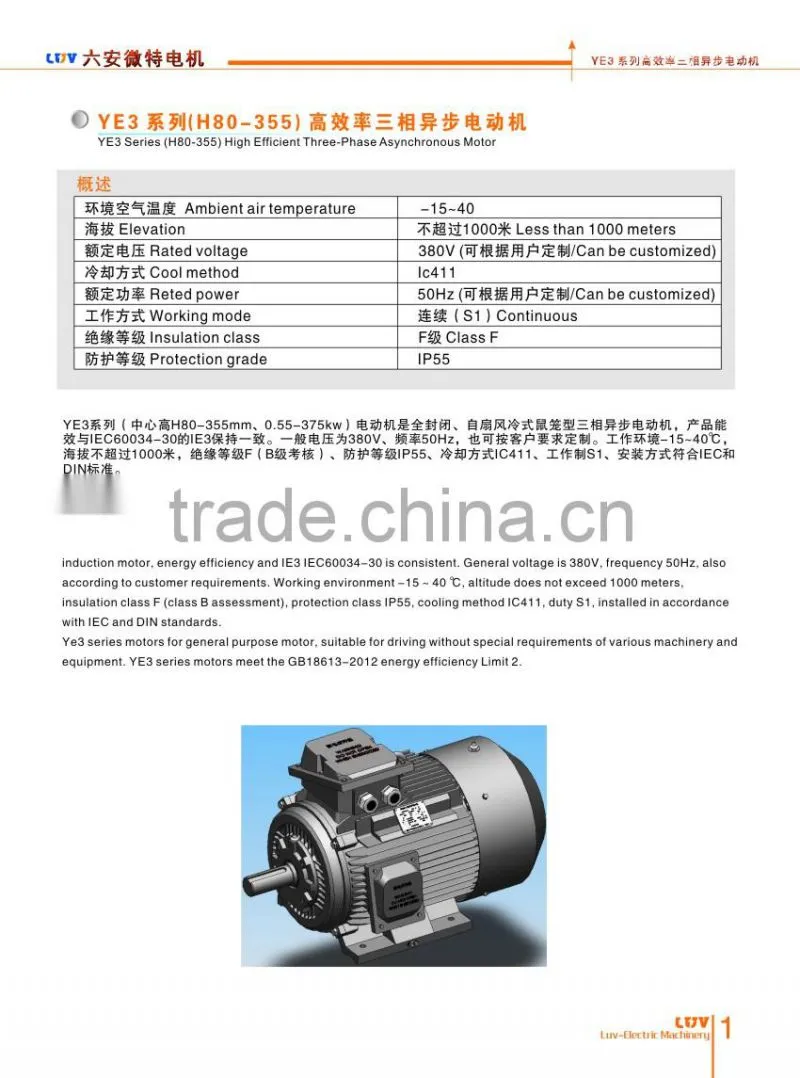 IE3 electric motor 160 kw