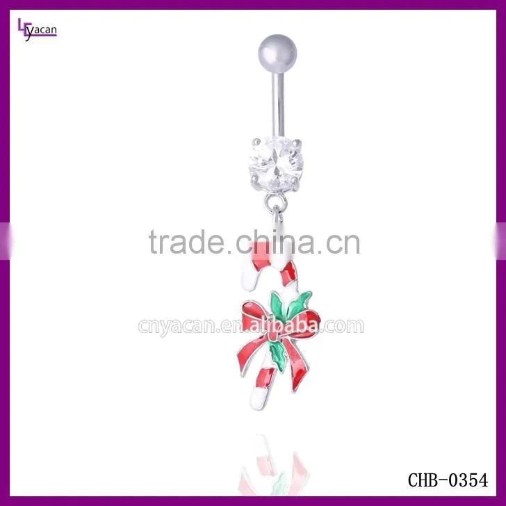Wholesale Cheap Enamel Christmas Candy Navel Piercing Ring