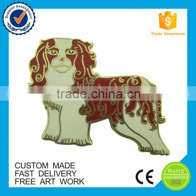 Customied red cute dog shape metal lapel pin