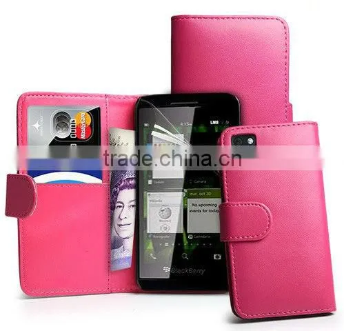 new model PU leather flip phone case for BlackBerry Z10 BB, cover for blackberry q10 make in china