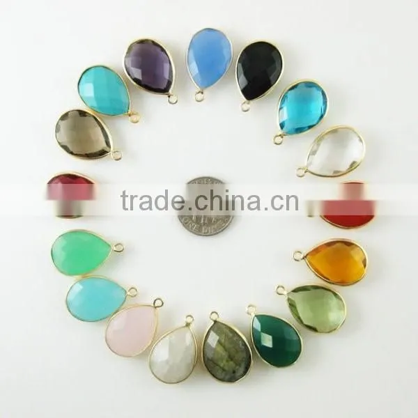 Hot new retail products stainless steel or brass big stone pendant design gold jewelry