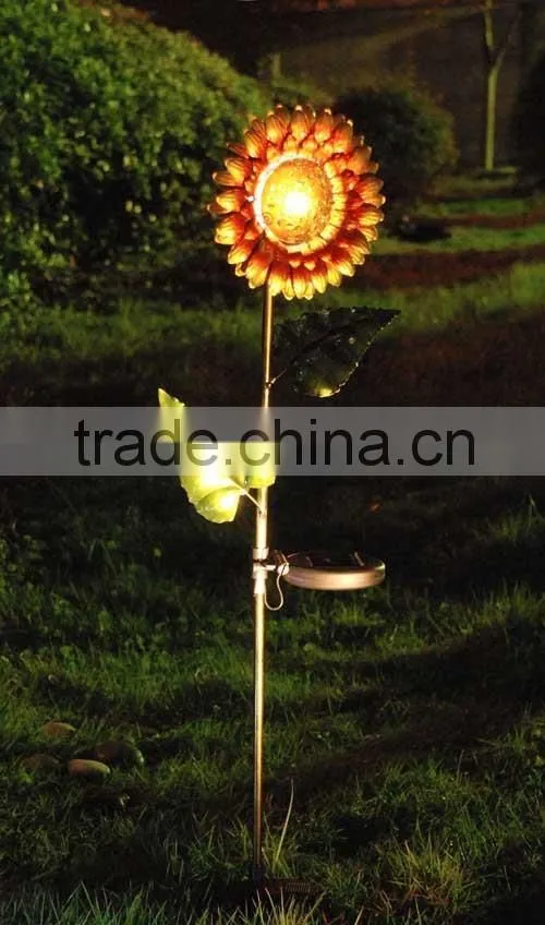 metal sunflower solar garden light