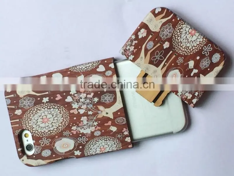 New Products on China Market Color Drawing Printing Wood Case for iphone 6 Plus Case Custom